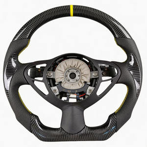 Volant de course <span class=keywords><strong>sport</strong></span> FEIXIANG à 3 branches en cuir véritable et fibre de carbone, compatible <span class=keywords><strong>Infiniti</strong></span> Nissan, forme D, fond plat, modifié - Product Image 1