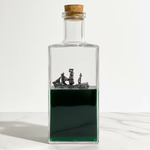 Barco Pirata de Acrílico, Botella Decorativa con Fluido Flotante, Barco Insumergible de Juguete, Botella Decorativa con Ondas Líquidas, Decoración de Barco de Crucero - Product Image 1