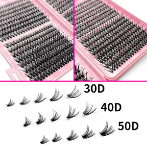 Cils individuels en bouquets 30D 40D 50D Courbure D, Kit d'extension de cils artificiels DIY avec outils et colle pour des yeux charmants - Product Image 3