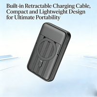 Cargador Portátil Magnético ABS de 10000mAh con Carga Rápida PD QC, Cables Dobles Integrados, Pantalla Digital, Banco de Energía Inalámbrico