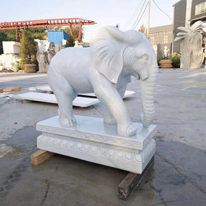 Gran decoración de jardín al aire libre tamaño personalizado tallado a mano puerta blanca estatua de elefante - Product Image 1