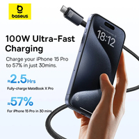 Câble de données USB C Baseus 20Gbps pour MacBook 100W Câble de charge rapide pour iPhone 15 Pro max 4K @ 60Hz Type C à Type C Wire