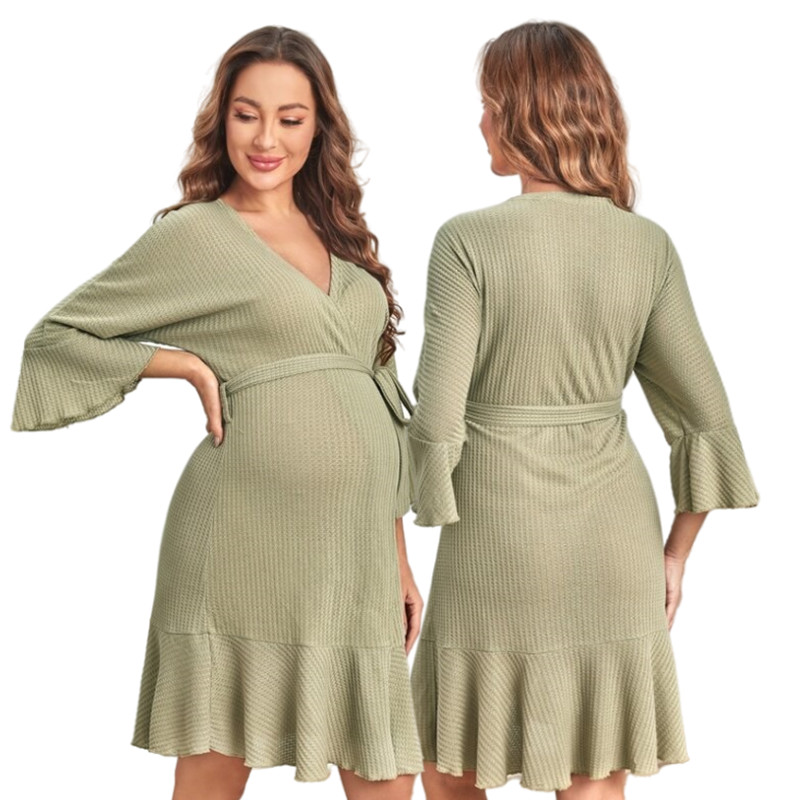 Женские однотонные платья для беременных с вафельным плетением хлопковые бамбуковые платья для грудного вскармливания индивидуальные платья для фотосессии для беременных