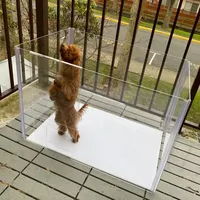 DIY şeffaf akrilik katlanabilir Yard evcil hayvan çiti kafes Pet bebek köpek kedi oyun parkı