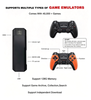 Manette de jeu sans fil X2 PRO Classic Game Stick 2.4G, boîte de jeu HD TV 128 Go, matériau ABS, jeu à deux joueurs à domicile
