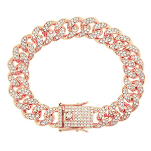 Hot Selling Fashion Popular Design Shining Rhinestone Alloy Thick Chain Bracelet Multiple Models Luxury Hip Hop Bracelet Men - Product Image 5