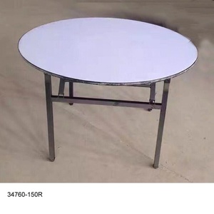 Modern Living Room Walnut <b>Folding</b> Banquet <b>Table</b> With <b>Round</b> Shape For Hotel Restaurant Banquet Hall Commercial Use - Product Image 2