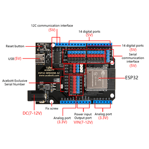 ACEBOTT OEM/ODM ESP32 MAX V1.0 1M Type-C كابل WIFI BT اللاسلكية القابلة لإعادة الشحن لوحة اللوحة الأم لاردوينو R3 - Product Image 2