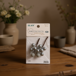 Ilan Flores Ghiande d'Argento 2 Pezzi Fiori Secchi Decorativi - Product Image 3