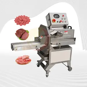 Yeni sarsıntılı Bacon et dilimleyici konveyör sığır ve Polony gıda dilimleme makinesi restoran kullanımı için güvenilir Motor ile