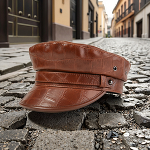 Otoño e invierno Europa América Ancianos de mediana edad Motocicleta Hombres Cuero Rock Pirate Hat Captain's Outdo - Product Image 1