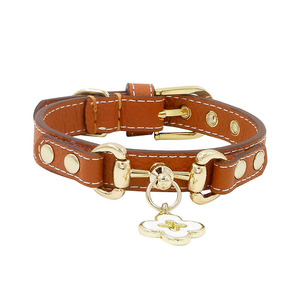 Zenos Elegant Cow Leather Soft Durable Pet Collar for Small <b>Dogs</b> and Cats - Product Image 5