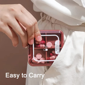 กล่องเก็บยาแบบพกพา 4 ช่องพลาสติก PP ป้องกันฝุ่นและความชื้น กล่องเก็บยา - Product Image 5