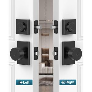 ชุดลูกบิดประตูและกลอนล็อคภายนอก Calzibeno สีดำด้าน แบบกุญแจเดียวกัน สำหรับประตูไม้ ล็อคทางเข้าทันสมัย - Product Image 5