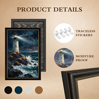 Décoration murale encadrée noire ornée : Impression de peinture à l'huile de phare et tempête océanique pour salon, chambre, bureau (OEM/ODM)