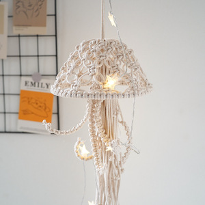 Boho meduse accessori all'uncinetto Macrame arazzo appeso acchiappasogni con luce Home Living RoomDecor - Product Image 5