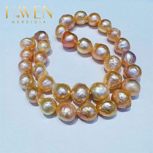 שרשרת פנינים מקופלות של H.WEN 2-4A אדיסון, פנינים עגולות מקומטות לא סדירות בגודל 8-14 מ\\\"מ - Product Image 3