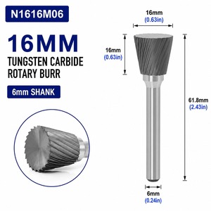 WECAN Disco Abrasivo de Carburo de Tungsteno de 16 mm, Fresa Rotativa, Cabezal de Pulido, Cortador de Fresado, OEM OBM, Diamante Cónico Invertido Tipo N - Product Image 2