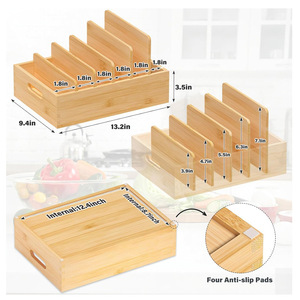 Bamboo Lid Organizer <b>Storage</b> <b>Box</b> Rectangular 18L Space Saving Desktop <b>Kitchen</b> Drawer Divider Container - Product Image 3