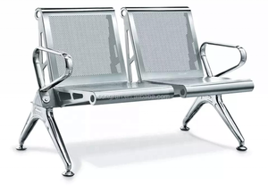 Banc <span class=keywords><strong>d</strong></span>'attente confortable en métal inoxydable pour gares, aéroports et hôpitaux, 3 places - Product Image 3