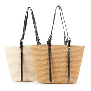 Fashion Travel Photo Cotton Rope <b>Pillow</b> Shape Woven Beach Bag Open Closure Two <b>Large</b> Capacity Business Personality Tanjing - Product Image 1