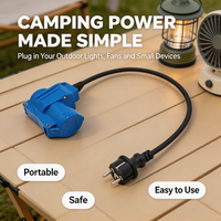 Adaptateur d'extension CEE de qualité camping avec prise de protection et couvercle articulé, IP44 230V 16A, pour connexion électrique de caravane statique