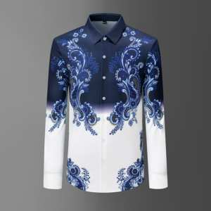 <span class=keywords><strong>Chemise</strong></span> décontractée pour homme de haute qualité, vintage et élégante, avec motif floral en strass, anti-froissement, respirante, <span class=keywords><strong>sans</strong></span> repassage, durable - Product Image 3
