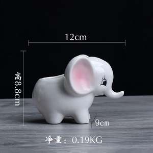 Bán buôn tùy chỉnh dễ thương Trắng Elephant gốm rỗng người giữ ngọn nến - Product Image 4