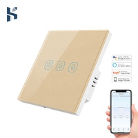 Interrupteur intelligent WiFi tactile unisexe 4 voies, étanche, en verre PC durable, style rétro, norme EU/UK, compatible Google Smart Life