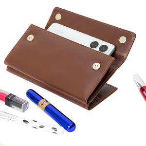 <b>Long</b> <b>Wallet</b> Genuine Leather Unisex Multifunctional Fold Closure Minimalist Style Daily Use Brown - Product Image 3