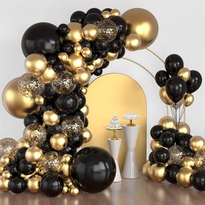 124Pcs Black Gold Latex <b>Balloon</b> Arch Kit Digital Printing for Halloween Birthday Party New Year Baby Shower Anniversary - Product Image 1
