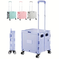 CHIYE Chariot de courses pliable à quatre roues en plastique pour supermarché, grand espace, mini chariot pliable pour le camping