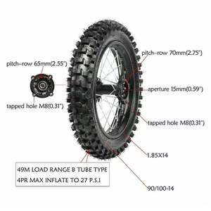 <span class=keywords><strong>Llanta</strong></span> Trasera 90/100-14 con Rin de 1.85x14 Rueda Trasera de 14 Pulgadas para <span class=keywords><strong>Pit</strong></span> <span class=keywords><strong>Bike</strong></span> Neumático Todoterreno Rines de Aleación con Radios para Motocicleta CRF PRO KLX YZF - Product Image 4