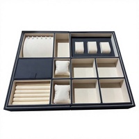 Boîte de rangement et de tri réglable à un seul niveau en cuir PU de luxe pour bijoux et montres, idéale pour l'organisation de la garde-robe et du placard