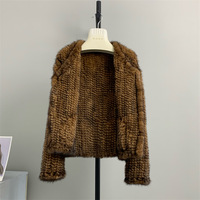 Neuerscheinung Herstellerklassiker Doppelseitig Gewebte Echte Braune Nerzpelzjacke Warme Gestrickte Nerz-Oberbekleidung Luxus