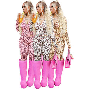 Ensemble deux pièces pour <span class=keywords><strong>femme</strong></span> HR25012, haut court à manches longues à imprimé léopard et pantalon, <span class=keywords><strong>tenue</strong></span> décontractée sexy Y2K pour filles branchées - Product Image 5