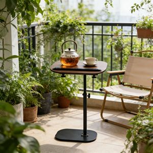 <span class=keywords><strong>Table</strong></span> <span class=keywords><strong>basse</strong></span> moderne extensible et réglable en hauteur, pivotante et inclinable, avec <span class=keywords><strong>plateau</strong></span> en grain de bois et base en acier, pour ordinateur portable, chevet ou salon - Product Image 3