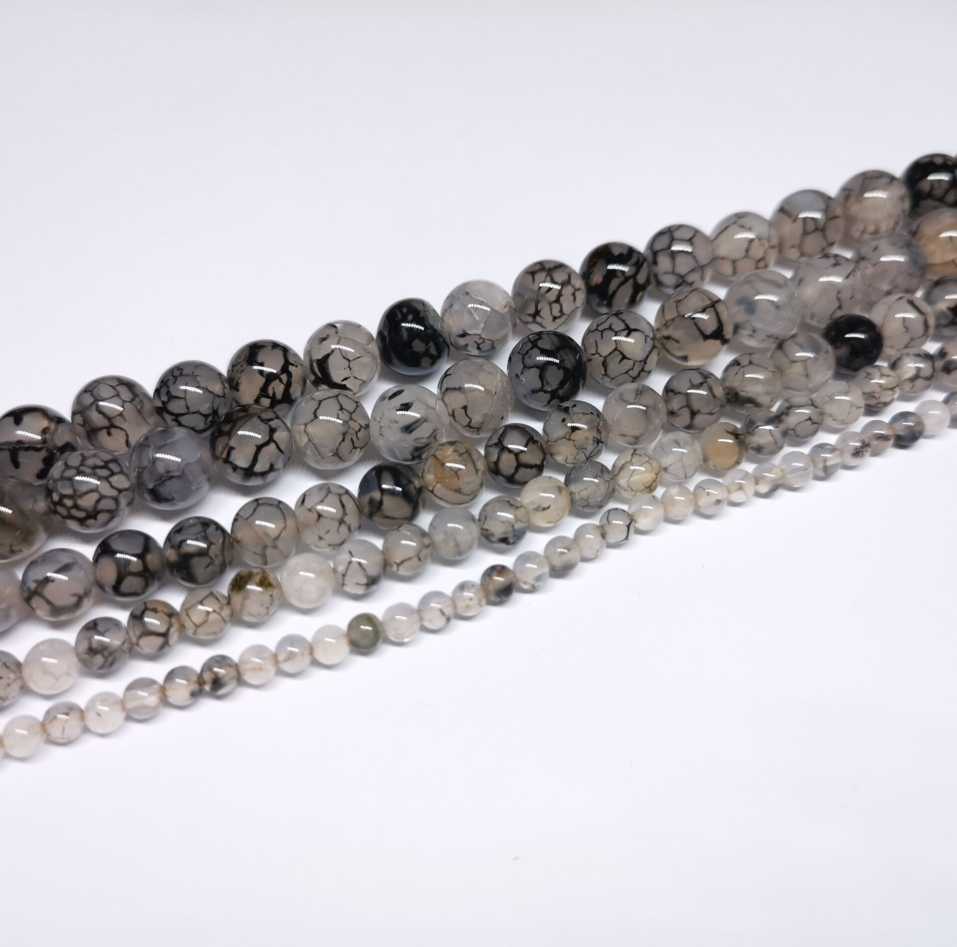 100 Perline Pietra Naturale Agata Dragone Nero 8mm – Perline Sfuse Per Gioielli Fai Da Te – Foro 1mm, Qualità AAA