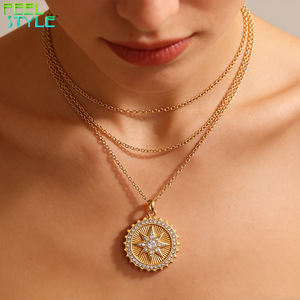 Ciondolo <span class=keywords><strong>San</strong></span> Giuda Taddeo in Acciaio Inossidabile Placcato Oro 18K con Zirconi, Stile Hip Hop Religioso <span class=keywords><strong>Cristiano</strong></span> per Uomo e Donna - Product Image 1