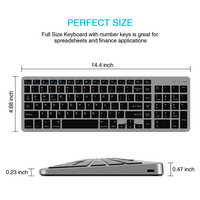 Clavier sans fil Bluetooth rechargeable avec pavé numérique, design pleine taille pour iPad, téléphone, tablette