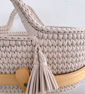 Wholesale Customized Cream Color Handmade Portable Cotton Rope Baby Sleeping <strong>Moses</strong> <strong>Basket</strong> - Product Image 6