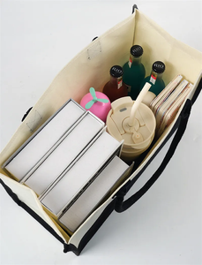 Sac fourre-tout de week-end pour femme, taille moyenne, en toile noire, avec fermeture éclair, bandoulière et poignées en sangle, personnalisable avec logo, tendance - Product Image 4