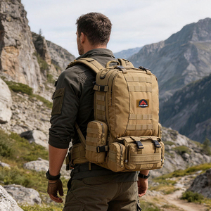 55L Waterproof Tactical <b>Backpack</b> High Density 900D Oxford Polyester Lining Zipper Closure Internal <b>Frame</b> for Outdoor Hiking - Product Image 4