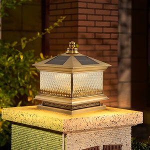 Lampe solaire à pilier en aluminium et verre, étanche IP65, pour villa, jardin, <span class=keywords><strong>portail</strong></span>, clôture, nouvelle lampe de paysage rétro chinoise antique - Product Image 3