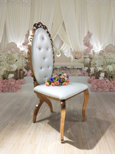 Decoración de muebles para eventos, venta al por mayor, sillas de salón de bodas, silla dorada para eventos al aire libre, sillas Glam de Metal para comedor - Product Image 5