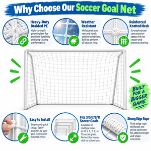 Filets de football en gros pour fabricants, filets de remplacement pour buts de football et attaches push-pull pour buts de football avec sac, filet pour <span class=keywords><strong>7</strong></span> personnes - Product Image 5