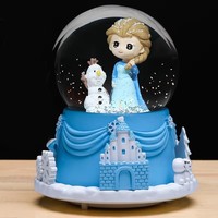 Boule à neige magnifiquement rotative en résine personnalisée avec lumières LED et musique, cadeaux souvenirs pour filles, décoration intérieure, veilleuses de chambre