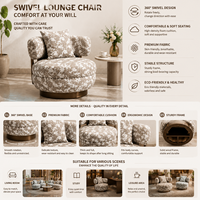 Fauteuil pivotant moderne en tissu bouclé, fauteuil d'appoint de luxe pour hall d'hôtel, salon, zone de réception