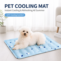 Alas Pendingin Hewan Peliharaan Bahan Sutra Es Modern Motif Kartun Mewah Tahan Lama, Dapat Dicuci, Tahan Gigitan, Alas Kandang Bermotif untuk Anjing Kucing, Penggunaan Musim Panas