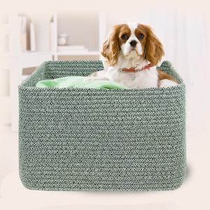 KUYUE Cesto Portaoggetti Moderno ed Ecologico con Manico, Rettangolare, Intrecciato a Mano in Corda di Cotone, Pieghevole, <span class=keywords><strong>per</strong></span> Soggiorno e Bagno - Product Image 6